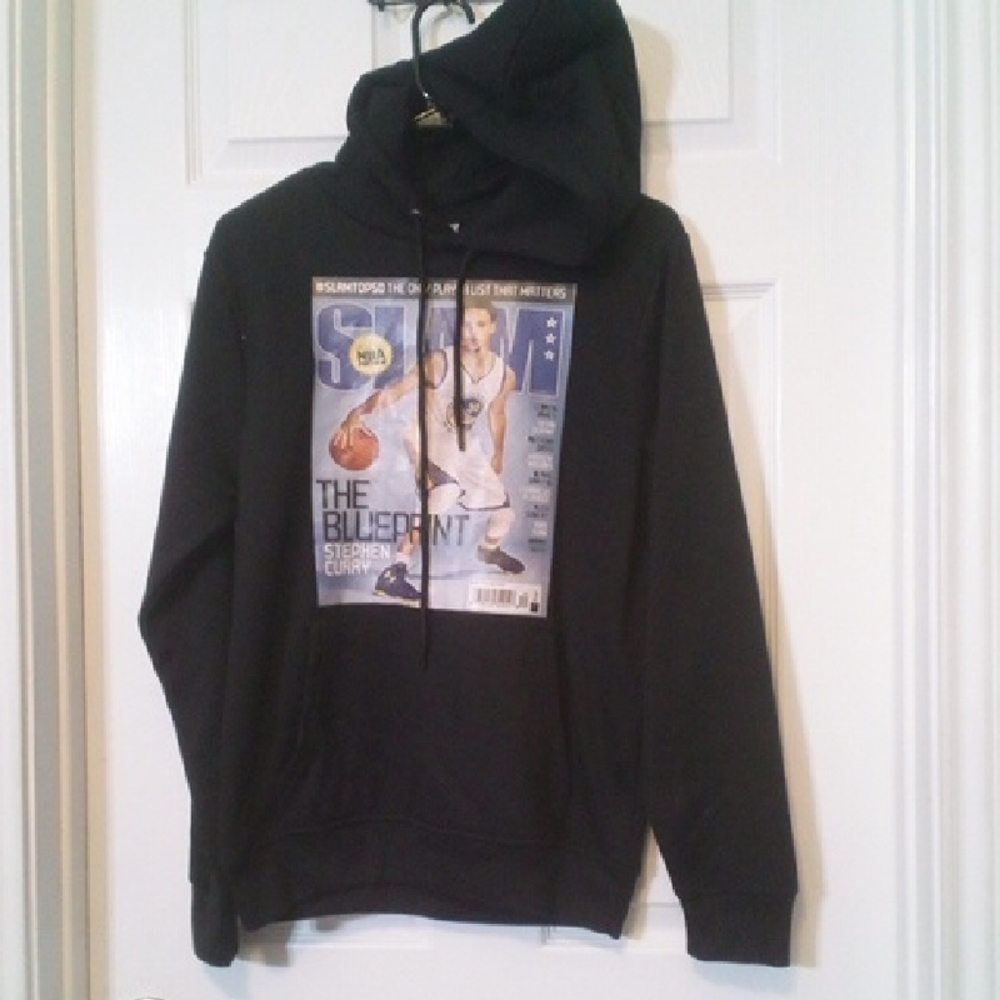 Black Graphic Hoodie with Magazine Print
